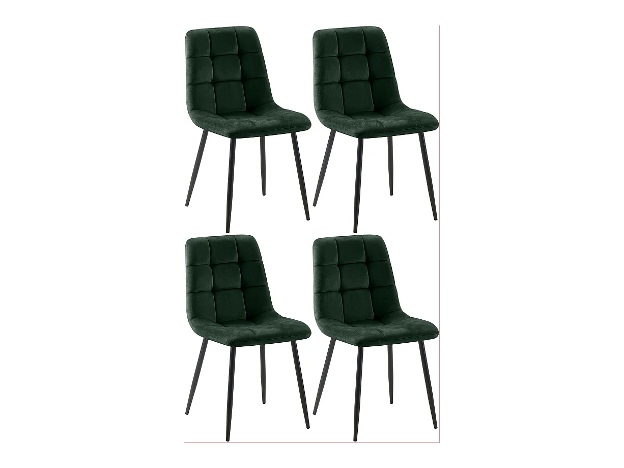 Lot de 4  chaise salle à manger - Velours - Vert - Antibes