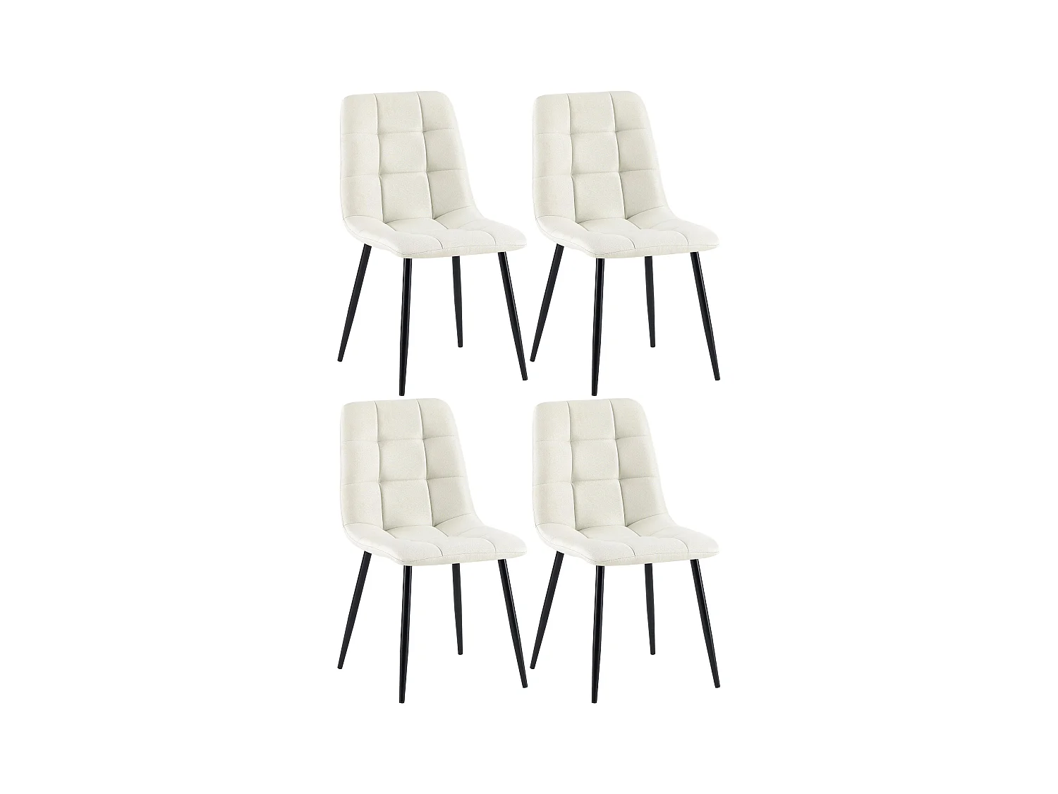 Lot de 4  chaise salle à manger - Tissu - Crème - Antibes