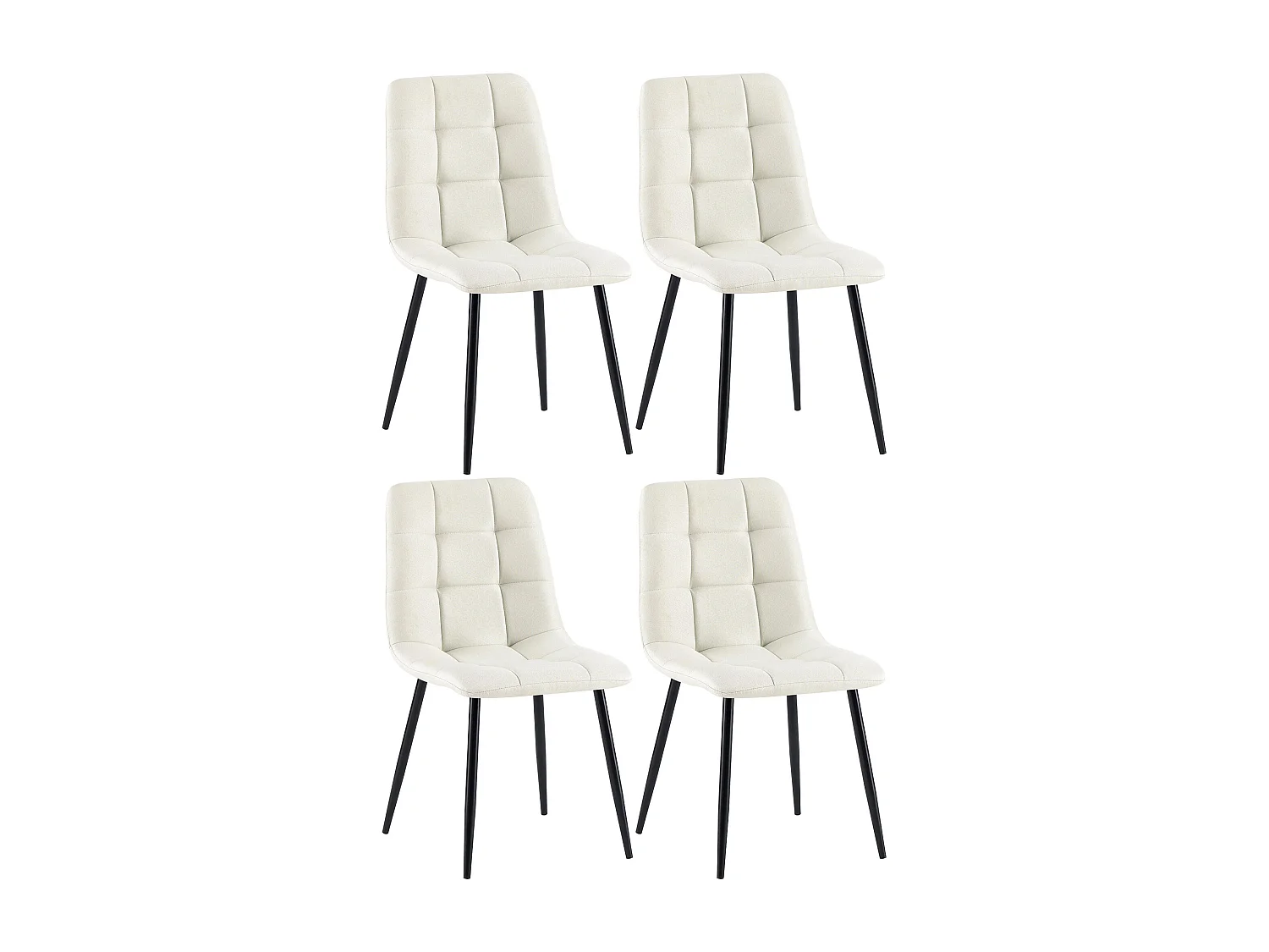 Lot de 4  chaise salle à manger - Tissu - Crème - Antibes