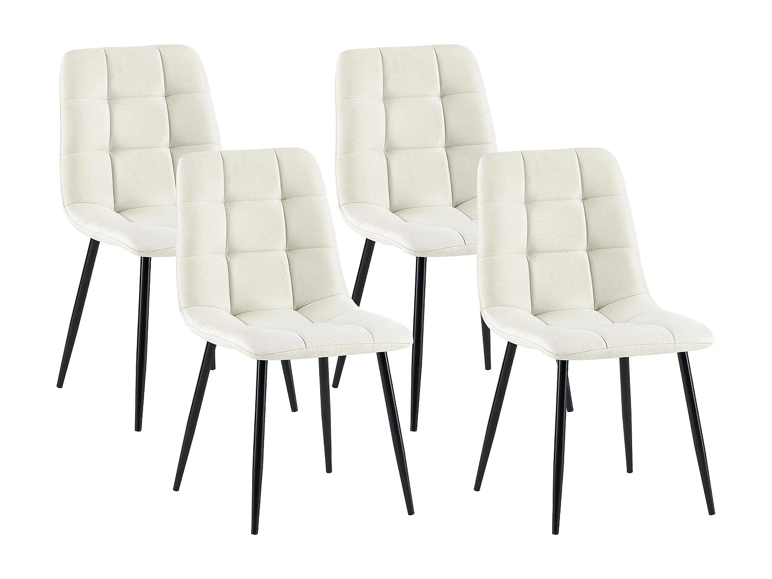 Lot de 4  chaise salle à manger - Tissu - Crème - Antibes