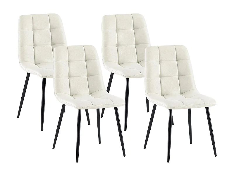 Lot de 4  chaise salle à manger - Tissu - Crème - Antibes