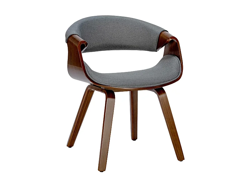 chaise salle à manger - Tissu - Noyer / Gris - Foley