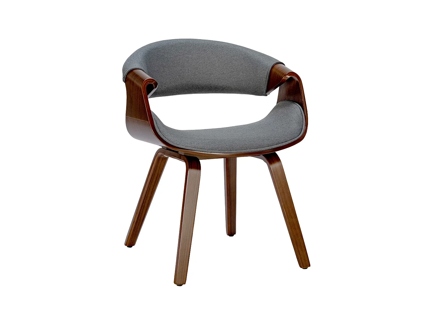 chaise salle à manger - Tissu - Noyer / Gris - Foley