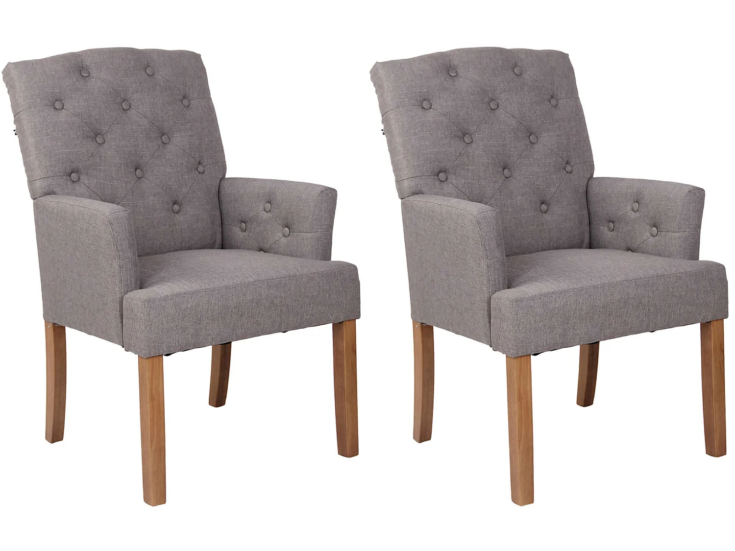 Lot de 2  chaise salle à manger - Tissu & Antique clair - Gris - Sugar