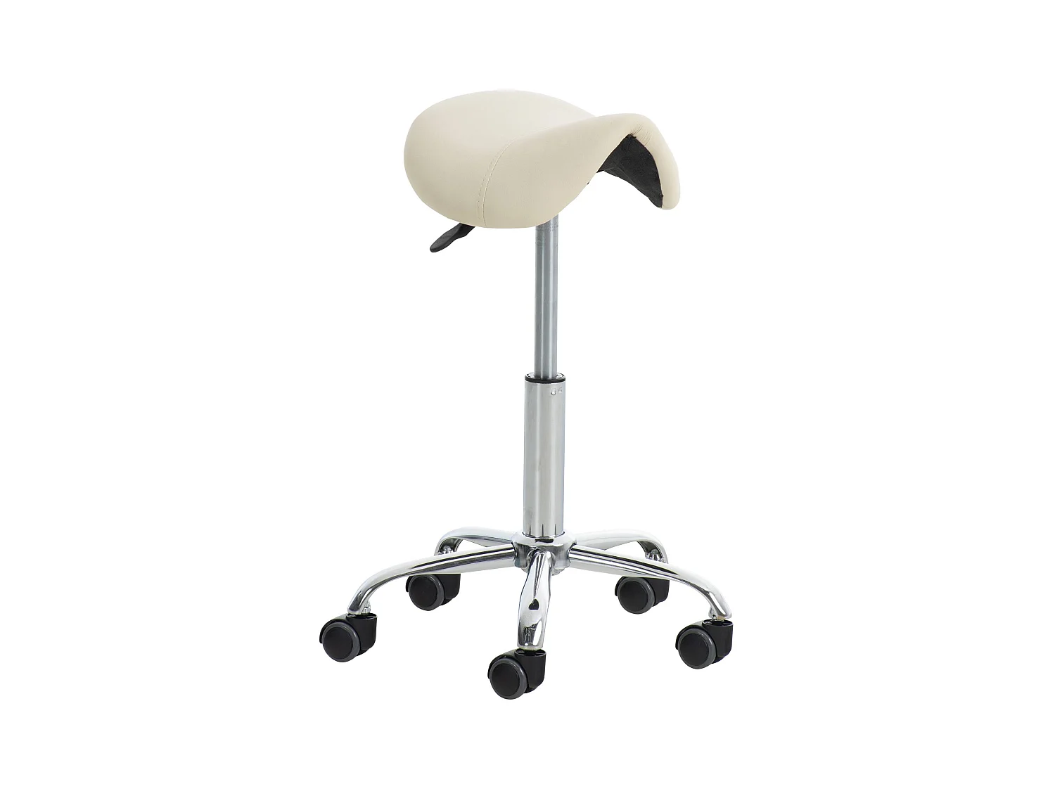 Tabouret de bureau - Similicuir & Métal chromé - Crème - Reno