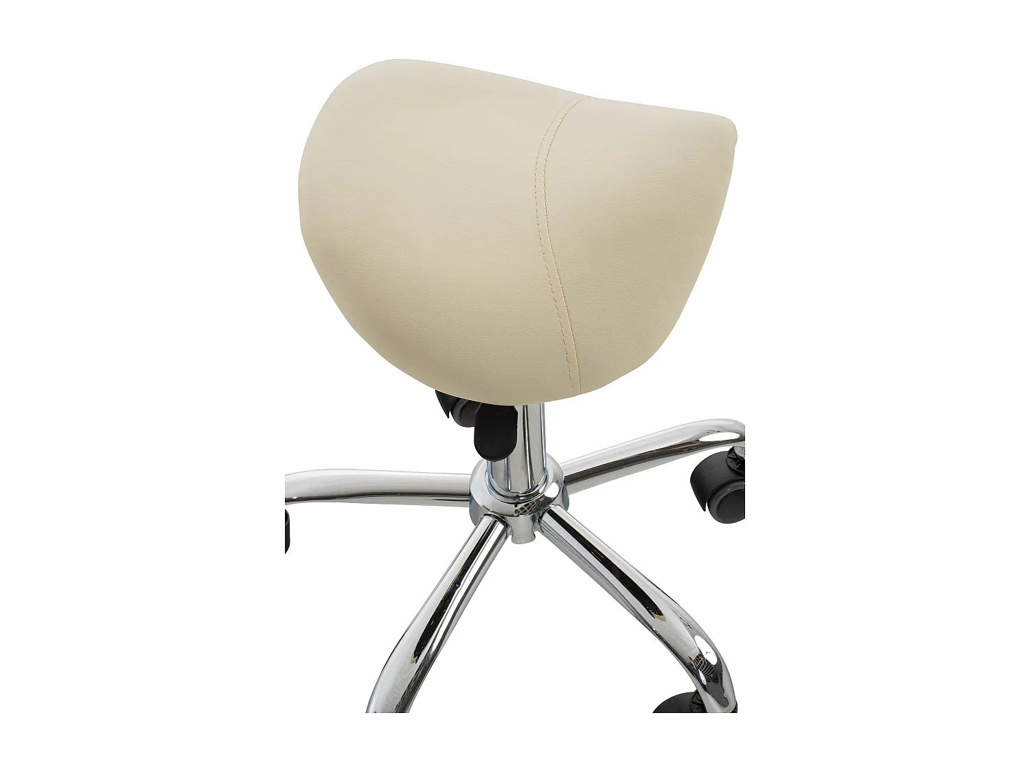 Tabouret de bureau - Similicuir & Métal chromé - Crème - Reno