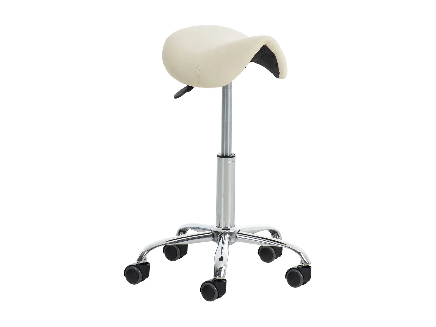 Tabouret de bureau - Similicuir & Métal chromé - Crème - Reno