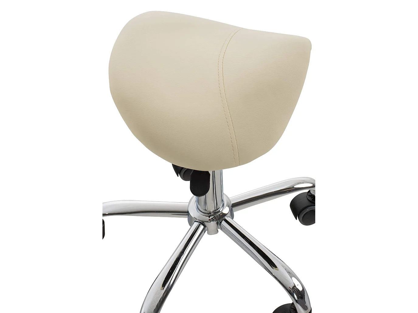 Tabouret de bureau - Similicuir & Noir - Crème - Reno