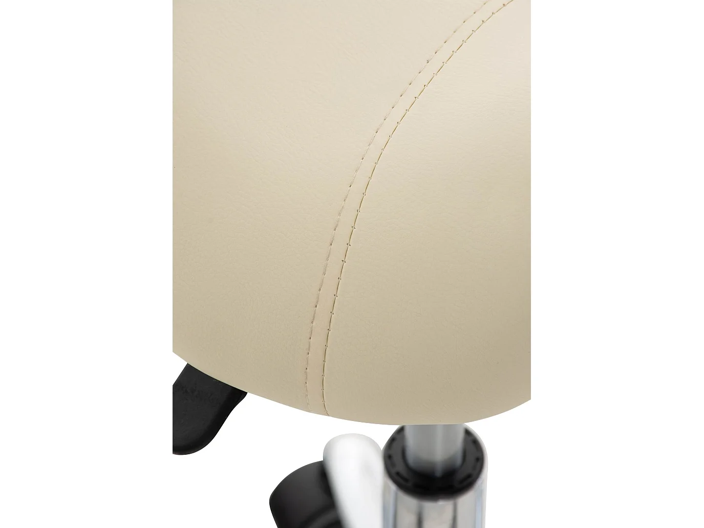 Tabouret de bureau - Similicuir & Noir - Crème - Reno