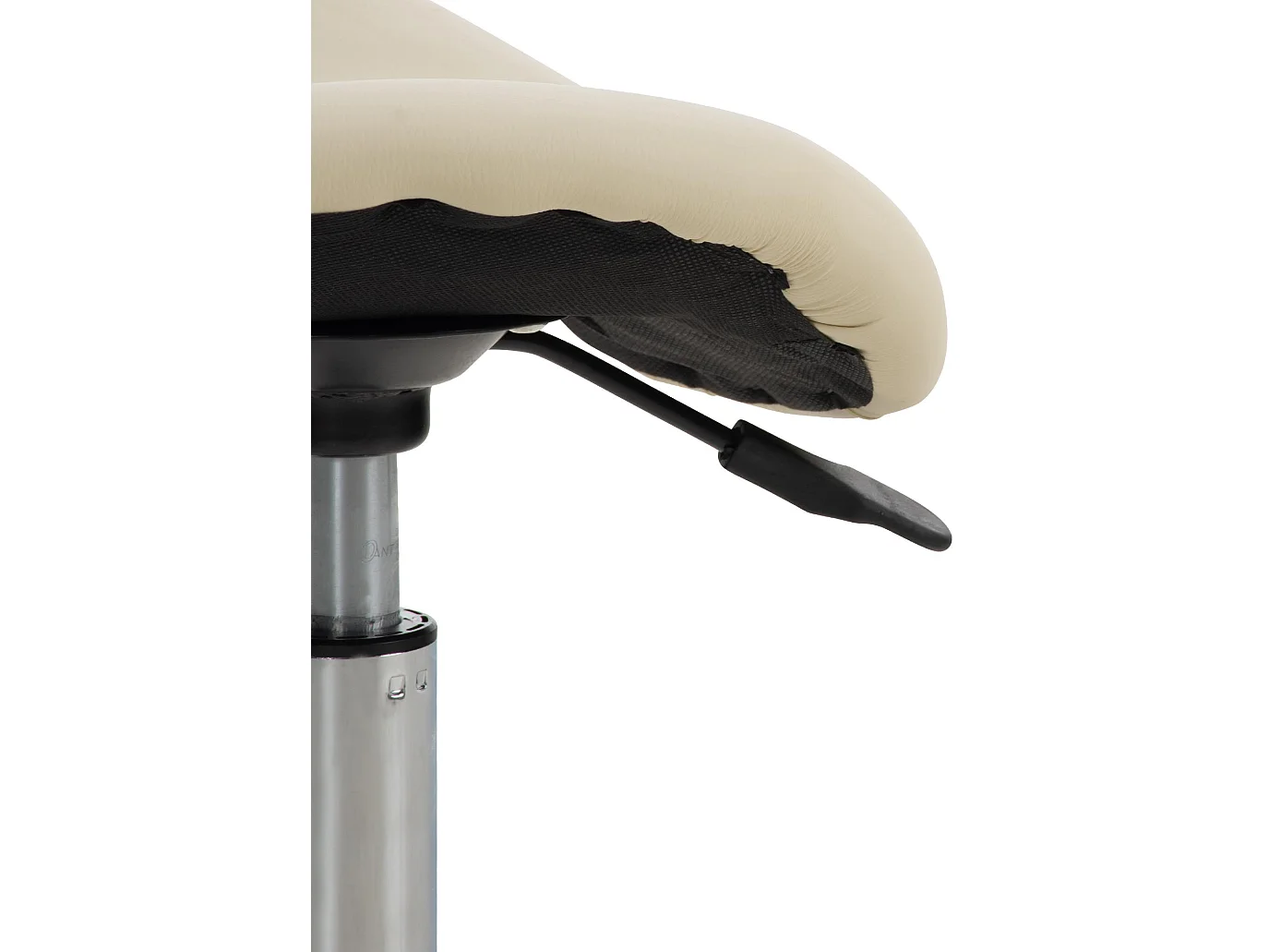 Tabouret de bureau - Similicuir & Noir - Crème - Reno