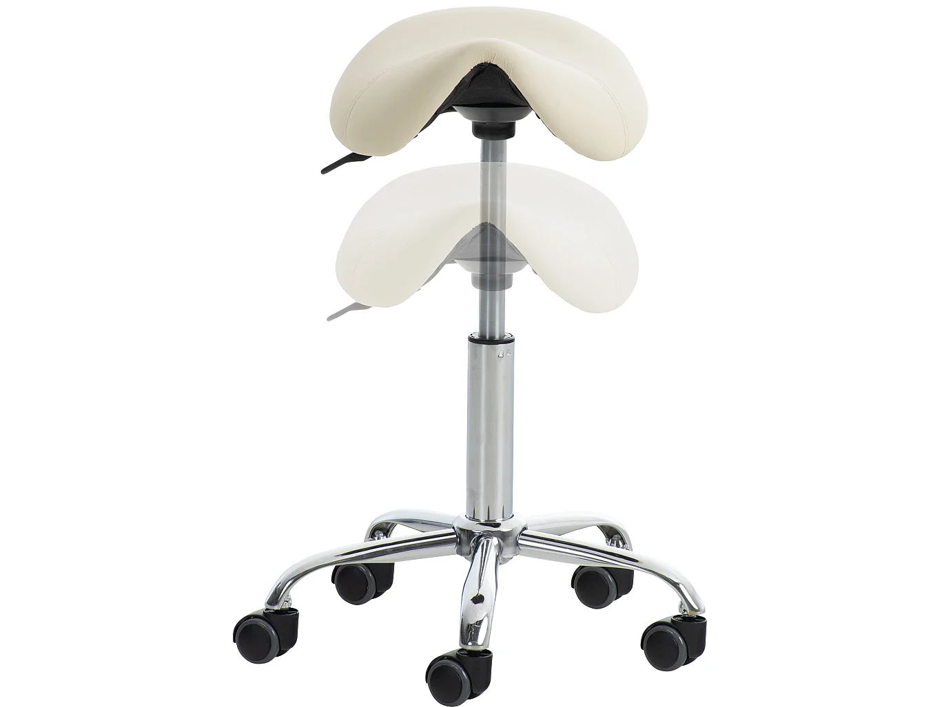 Tabouret de bureau - Similicuir & Noir - Crème - Reno