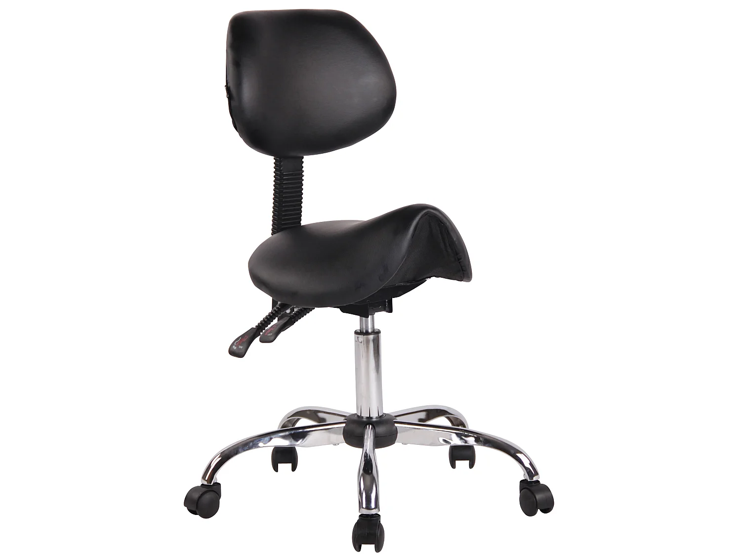 Tabouret de bureau - Similicuir & Métal chromé - Noir - Stuttgart