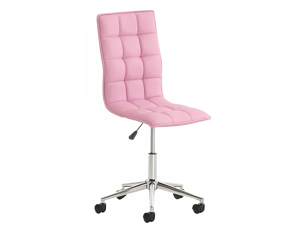 Tabouret de bureau - Similicuir & Métal chromé - Rose - Peking