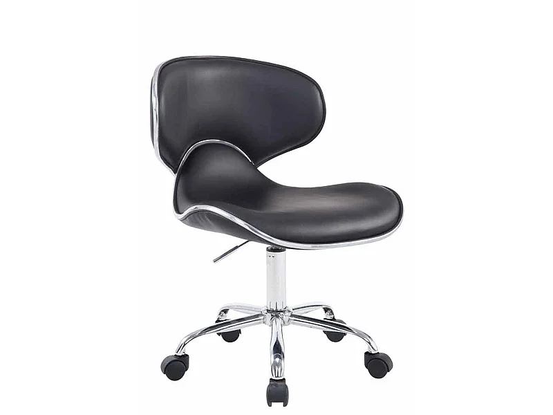 Bürohocker - Kunstleder & Metall in Chromoptik - schwarz - Las Vegas V2
