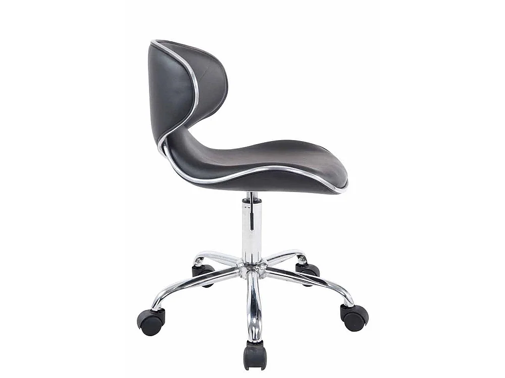 Bürohocker - Kunstleder & Metall in Chromoptik - schwarz - Las Vegas V2