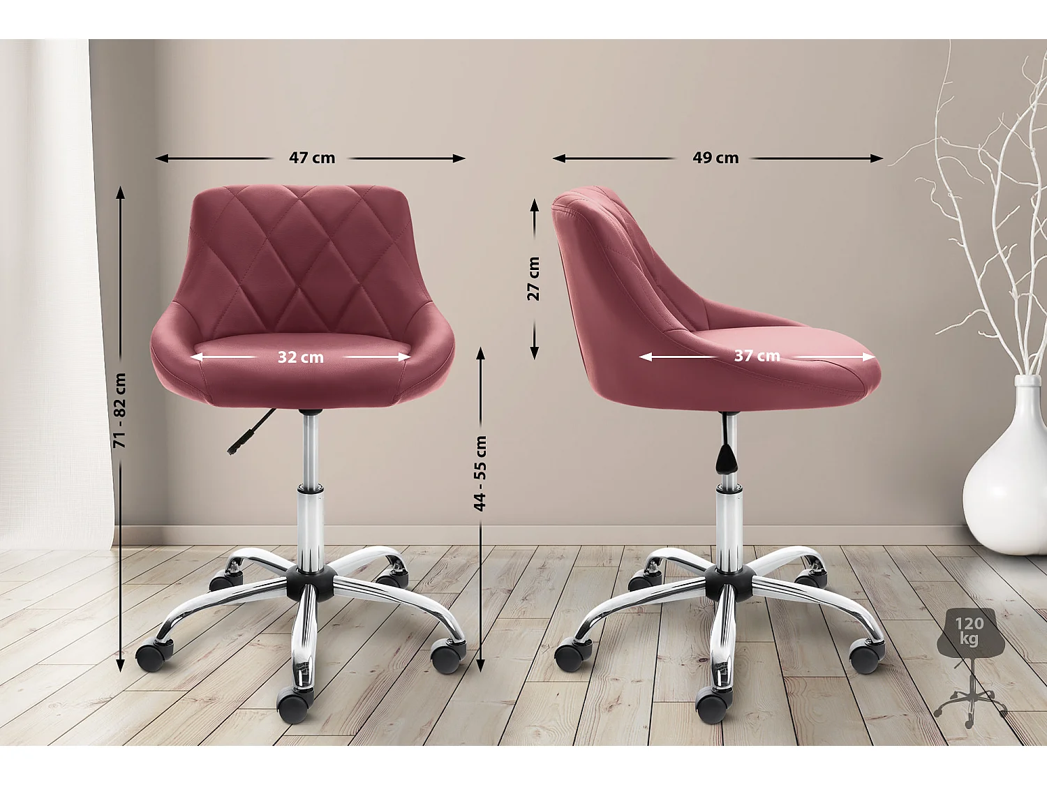 Chaise de bureau - Similicuir & Métal chromé - Lazio