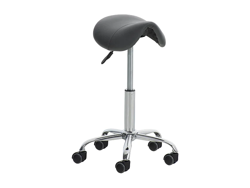 Sgabello da ufficio - Finta pelle & Metallo in look cromato - grigio - Reno