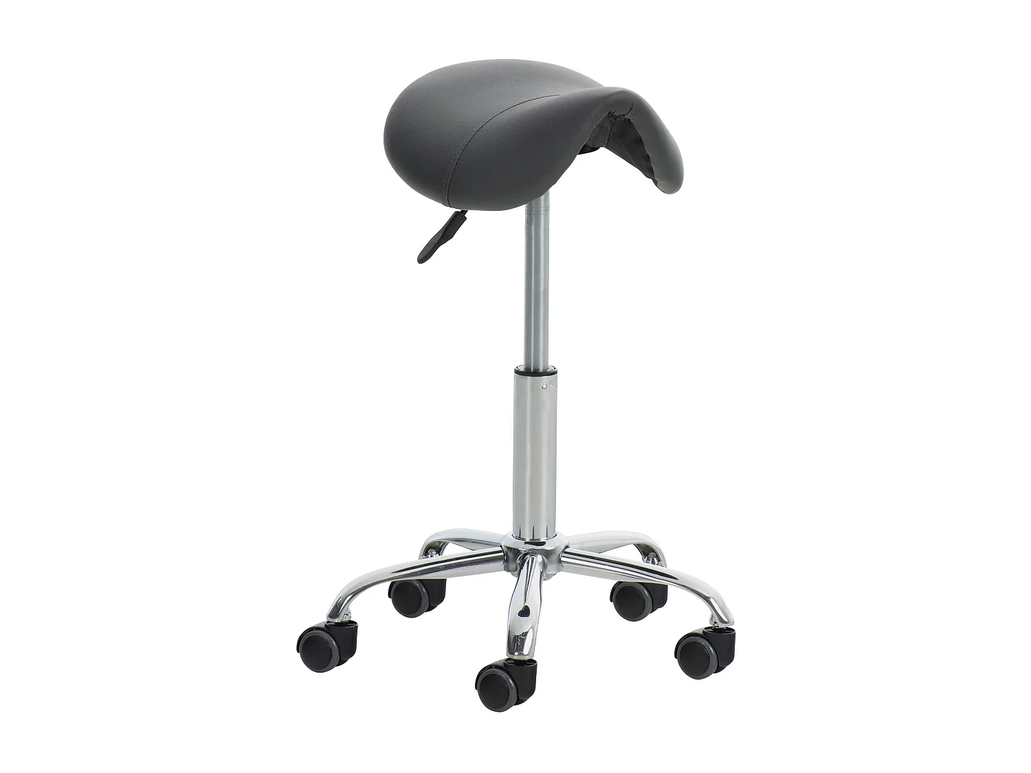 Sgabello da ufficio - Finta pelle & Metallo in look cromato - grigio - Reno