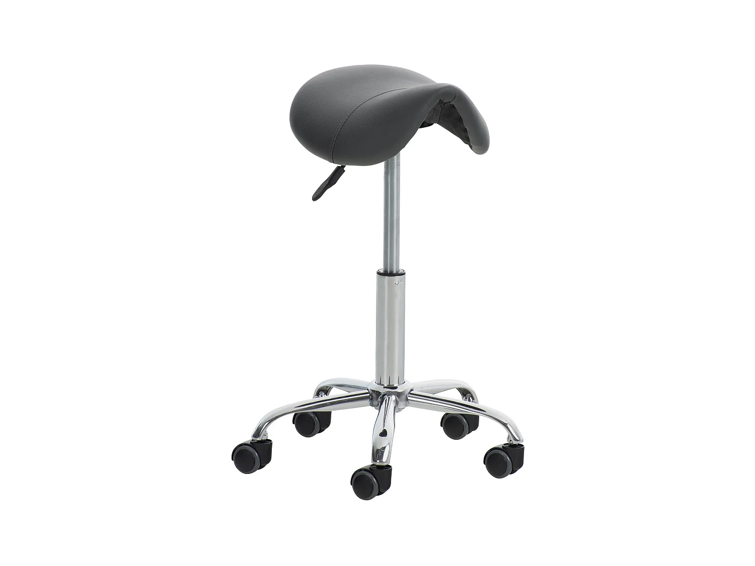 Tabouret de bureau - Similicuir & Métal chromé - Gris - Reno