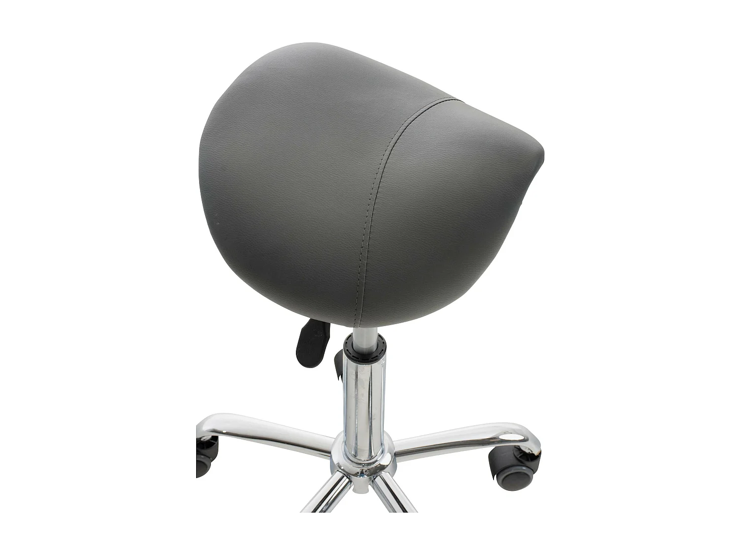 Tabouret de bureau - Similicuir & Métal chromé - Gris - Reno