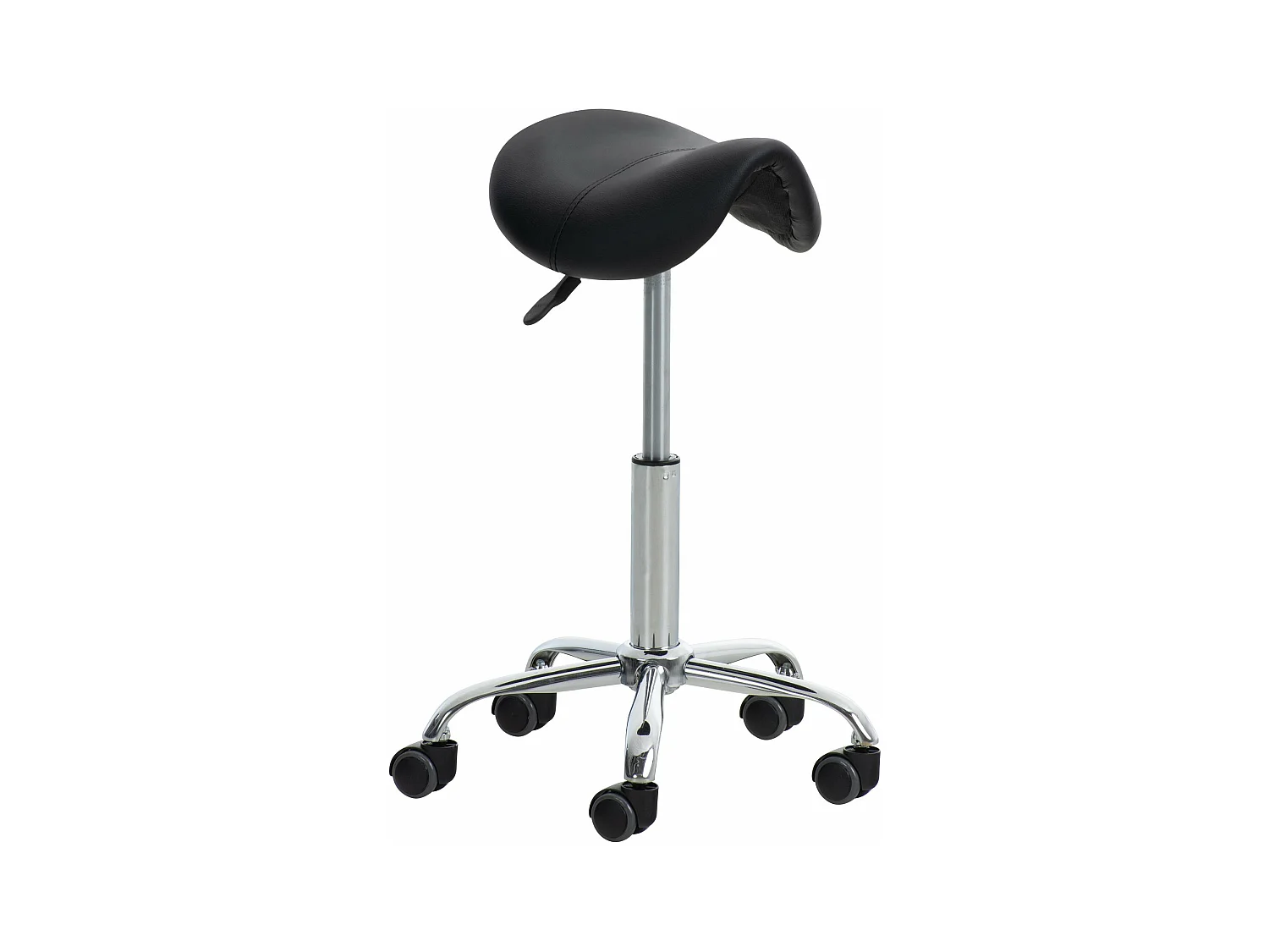 Tabouret de bureau - Similicuir & Métal chromé - Noir - Reno