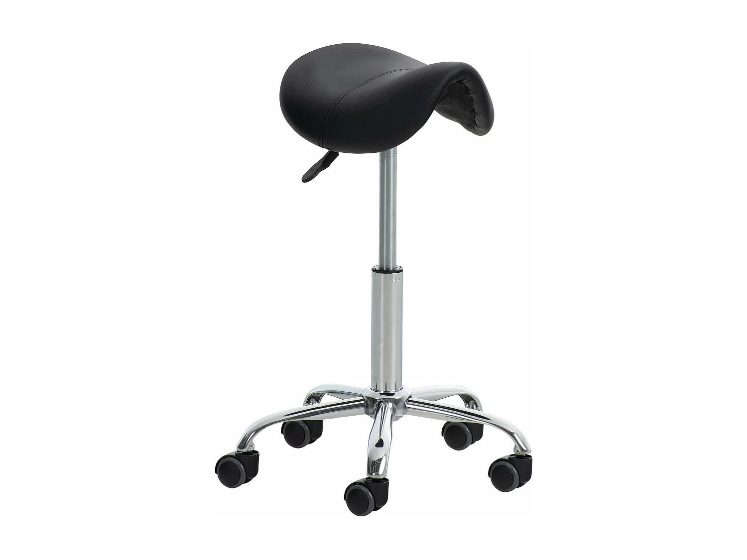 Bürohocker - Kunstleder & Metall in Chromoptik - schwarz - Reno