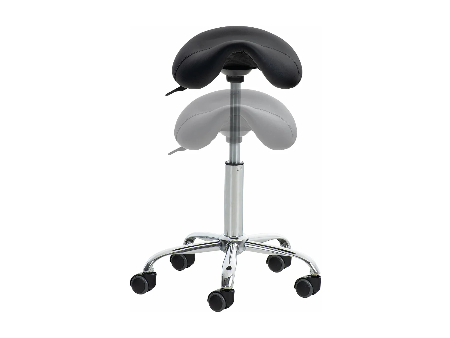 Bürohocker - Kunstleder & Metall in Chromoptik - schwarz - Reno