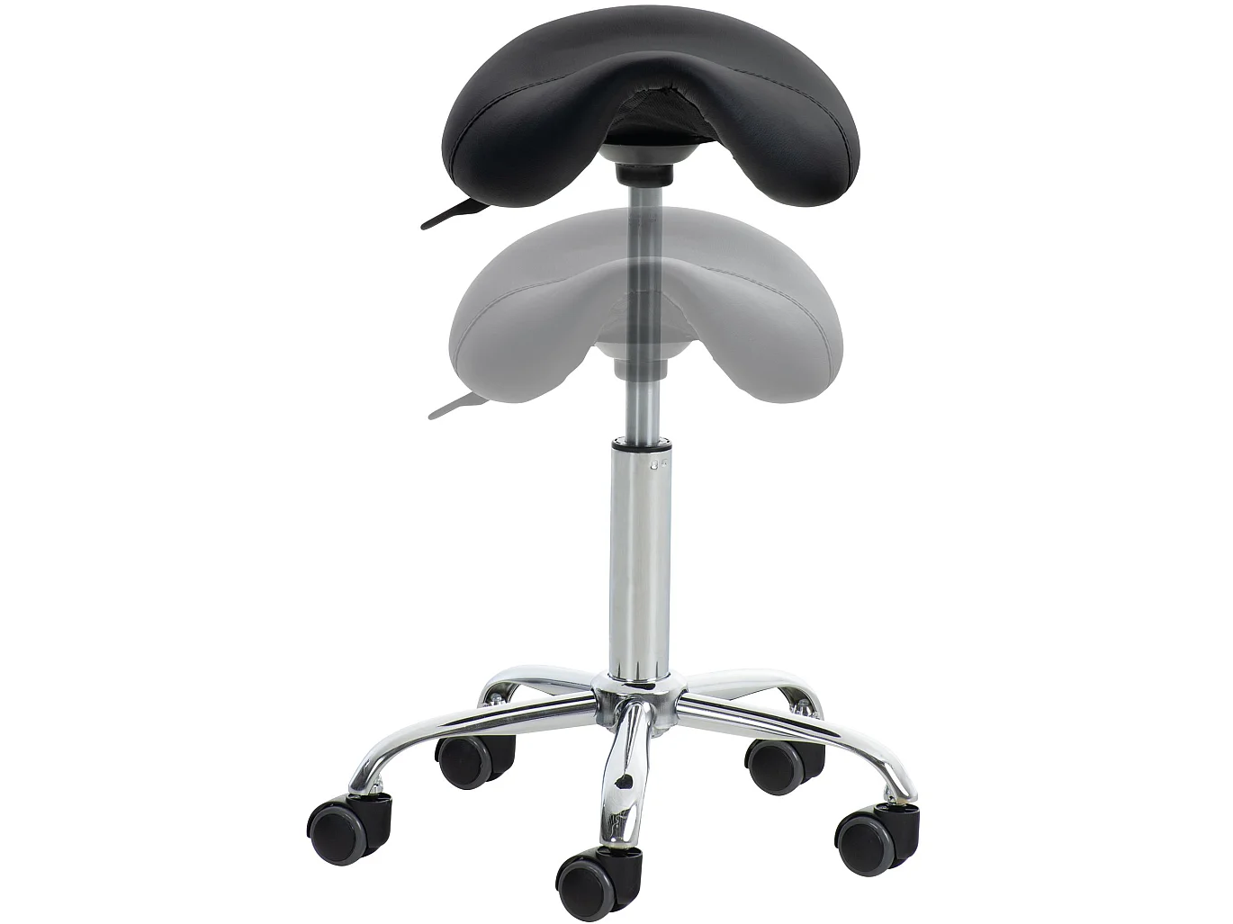 Tabouret de bureau - Similicuir & Noir - Noir - Reno
