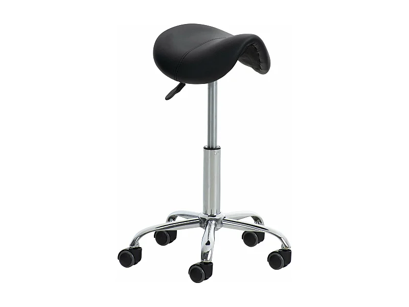 Bürohocker - Kunstleder & Metall in Chromoptik - schwarz - Reno