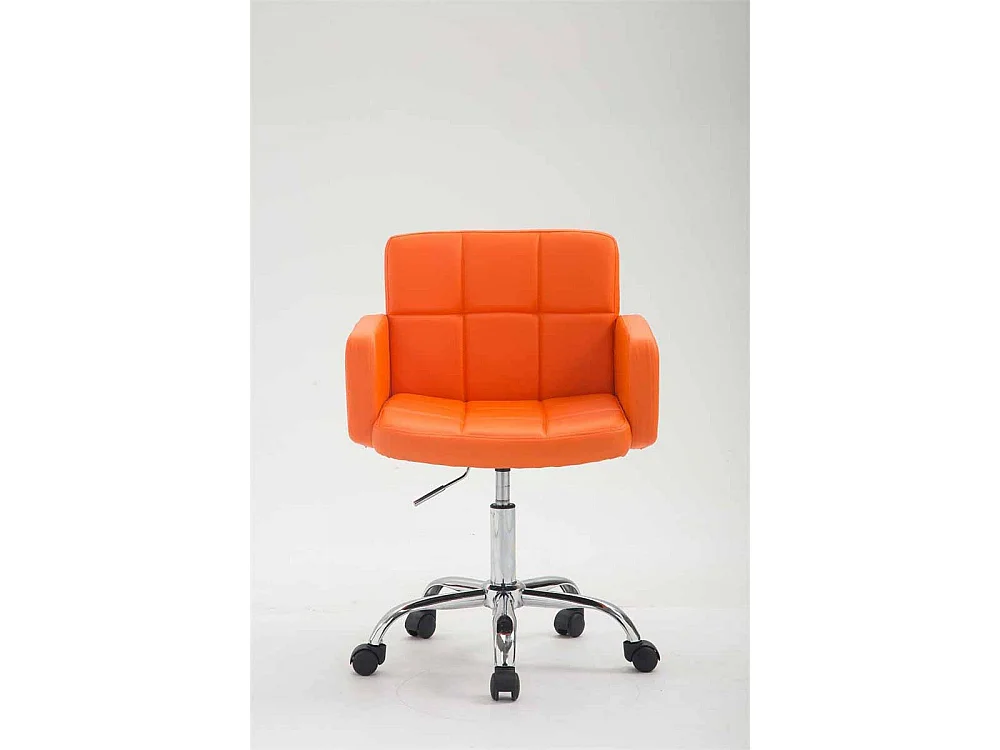 Sgabello da ufficio - Finta pelle & Metallo in look cromato - arancione - Los Angeles
