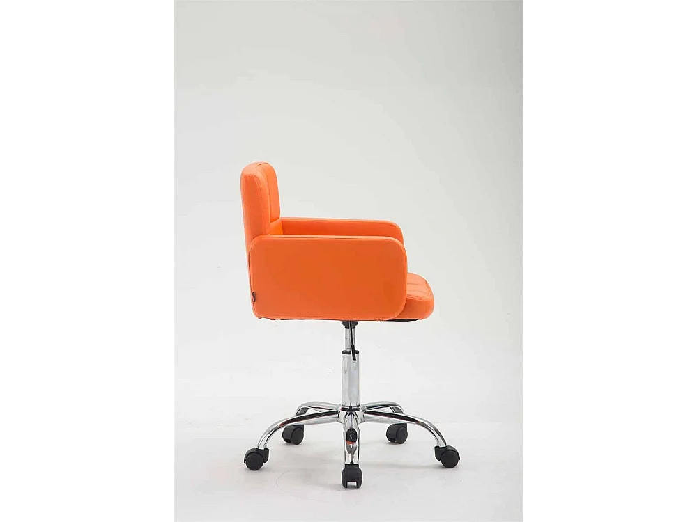 Sgabello da ufficio - Finta pelle & Metallo in look cromato - arancione - Los Angeles