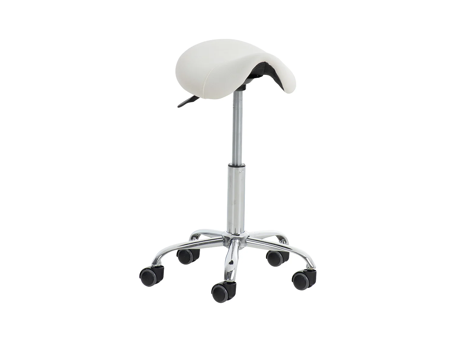 Tabouret de bureau - Similicuir & Métal chromé - Blanc - Reno
