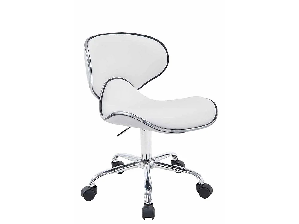 Tabouret de bureau - Similicuir & Métal chromé - Blanc - Las Vegas V2