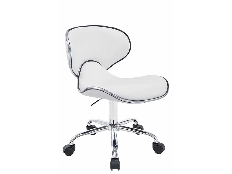 Tabouret de bureau - Similicuir & Métal chromé - Blanc - Las Vegas V2