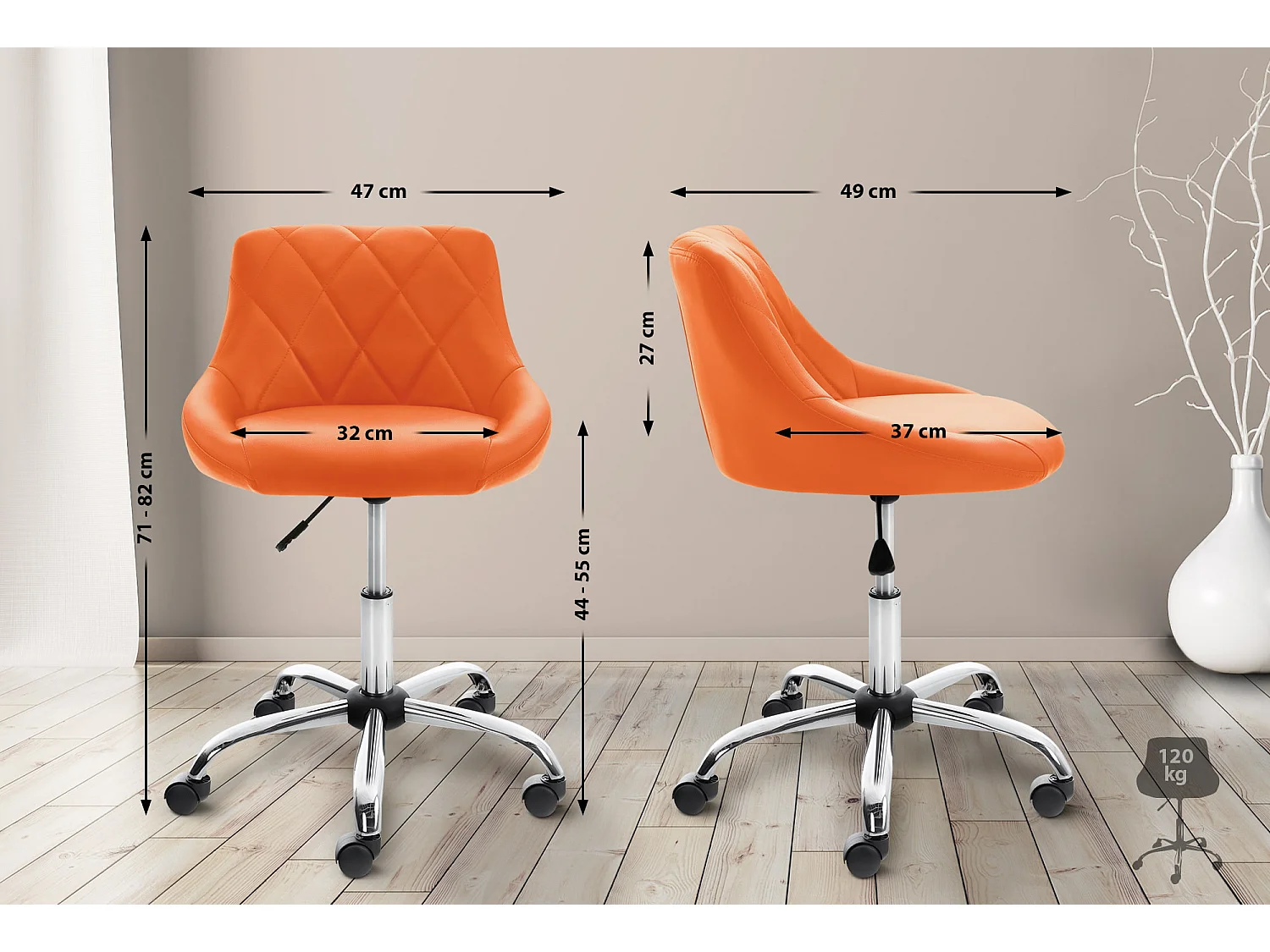 Chaise de bureau - Similicuir & Métal chromé - Lazio