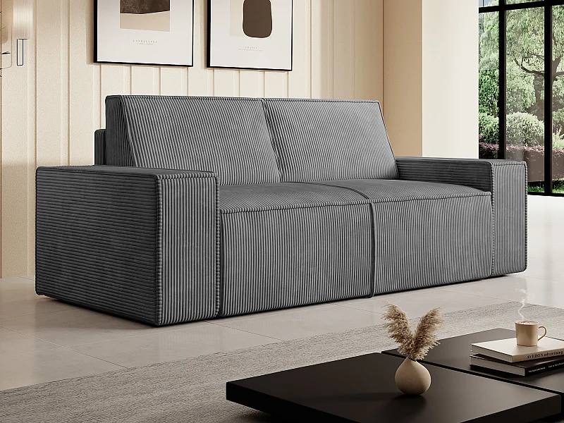 Sofa 3-Sitzer - Cord - Anthrazitgrau - AMELIA