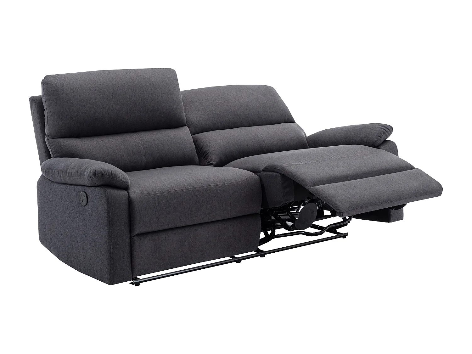 3-persons sofa og 2-persons elektrisk afslappende sofa med elektrisk afslappende mekanisme i antracit grå stof LUNANO