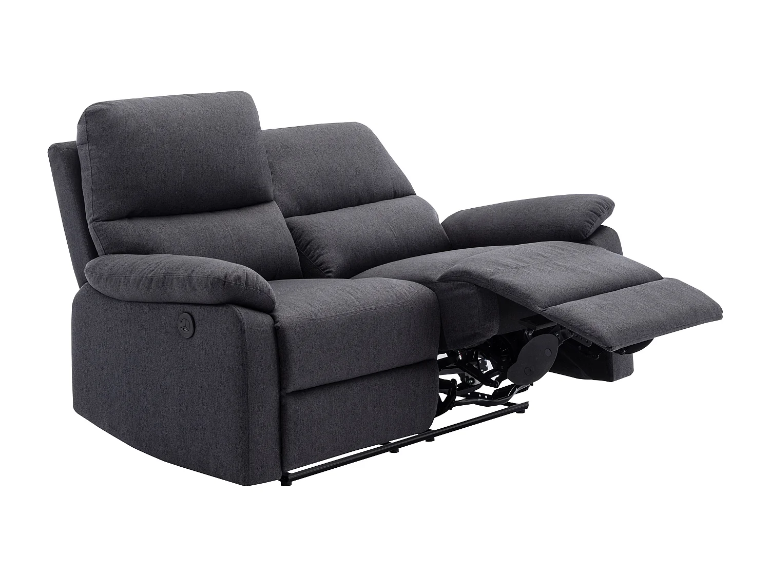 3-persons sofa og 2-persons elektrisk afslappende sofa med elektrisk afslappende mekanisme i antracit grå stof LUNANO