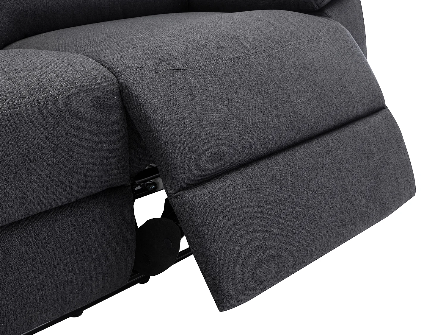 Zitbank met 3 plaatsen en elektrische relaxfauteuil in donkergrijze stof LUNANO