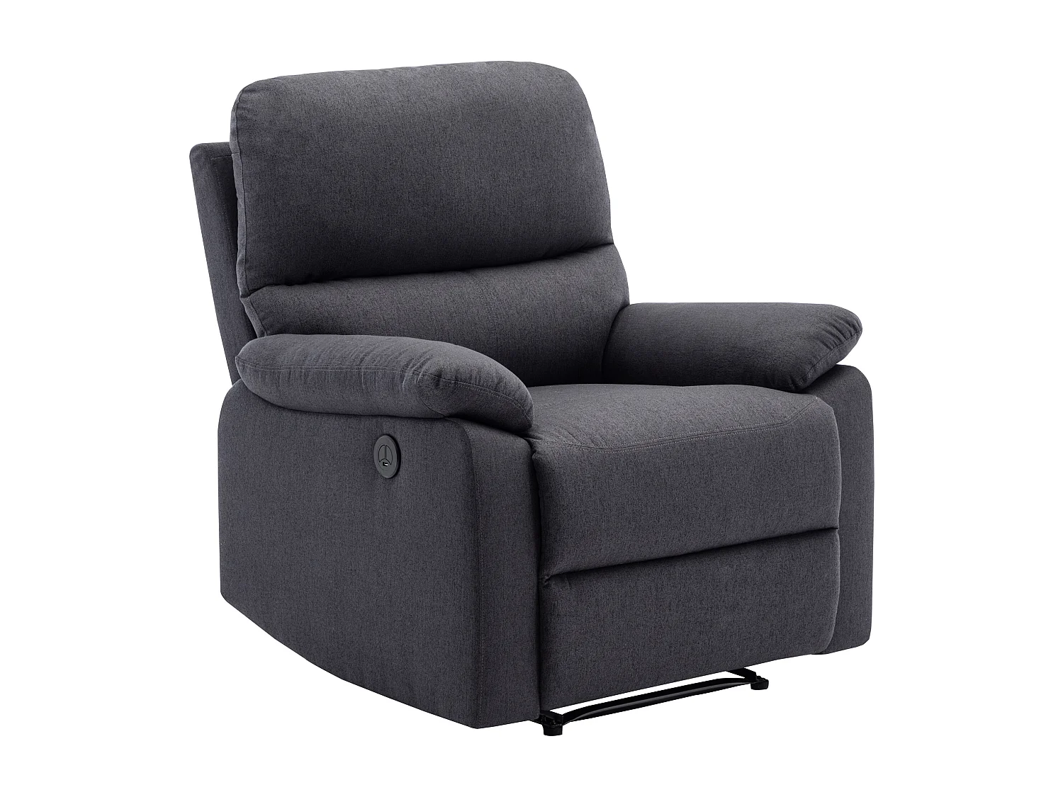 Zitbank met 3 plaatsen en elektrische relaxfauteuil in donkergrijze stof LUNANO