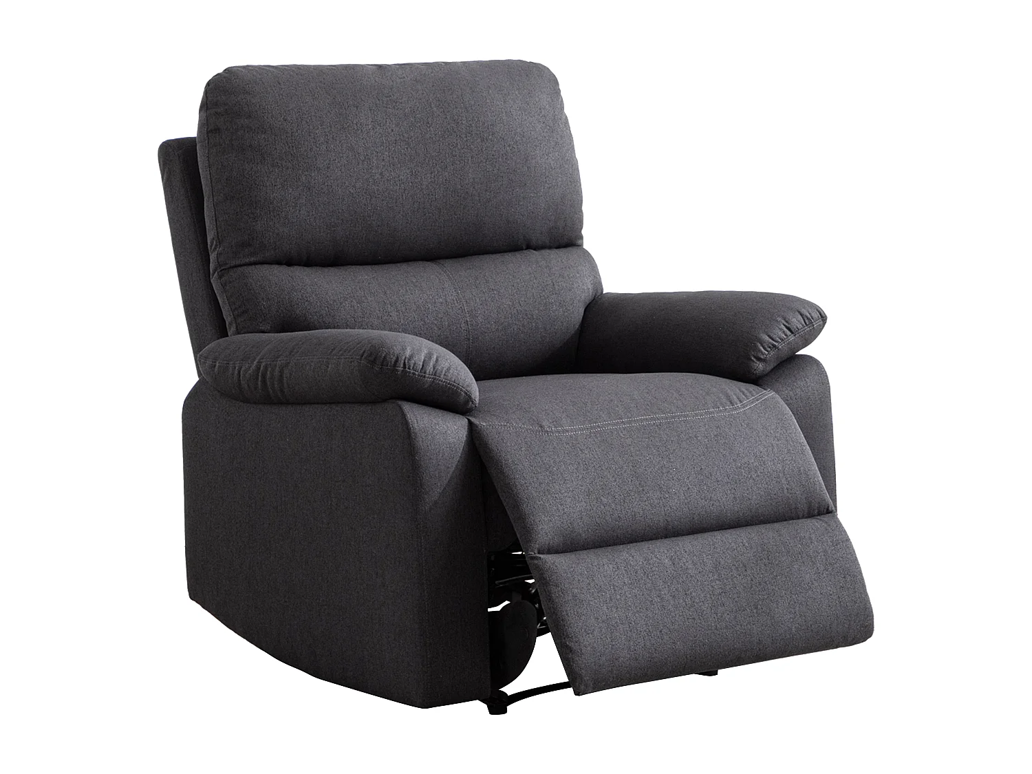 Zitbank met 3 plaatsen en elektrische relaxfauteuil in donkergrijze stof LUNANO