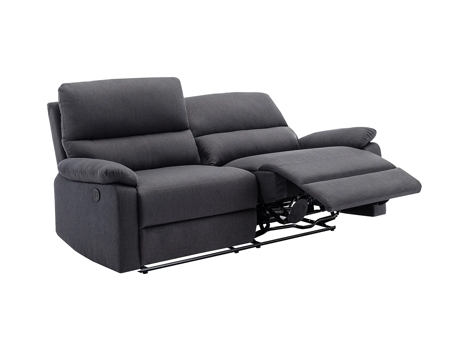 Canapé 3 places et fauteuil relax électrique en tissu gris anthracite LUNANO