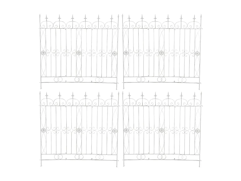 Lot de 4  Clôture de jardin - Métal & Antique clair - Blanc antique - Mangold