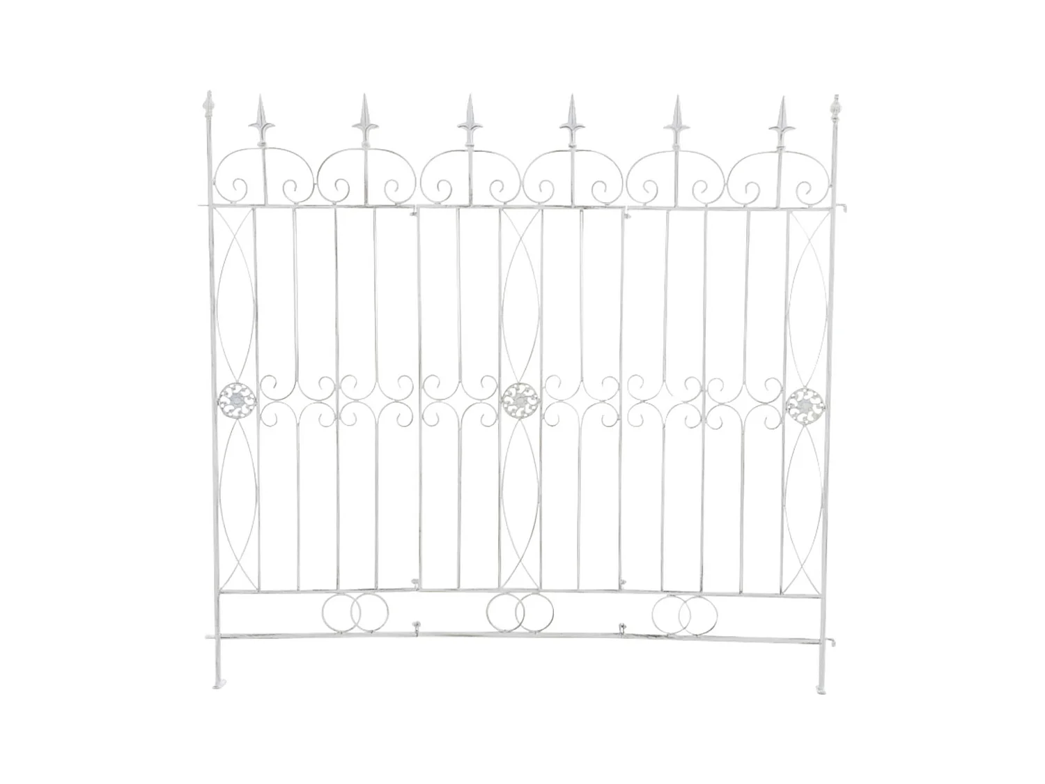 4er Set Gartenzaun - Metall & antik-hell - antik weiß - Mangold