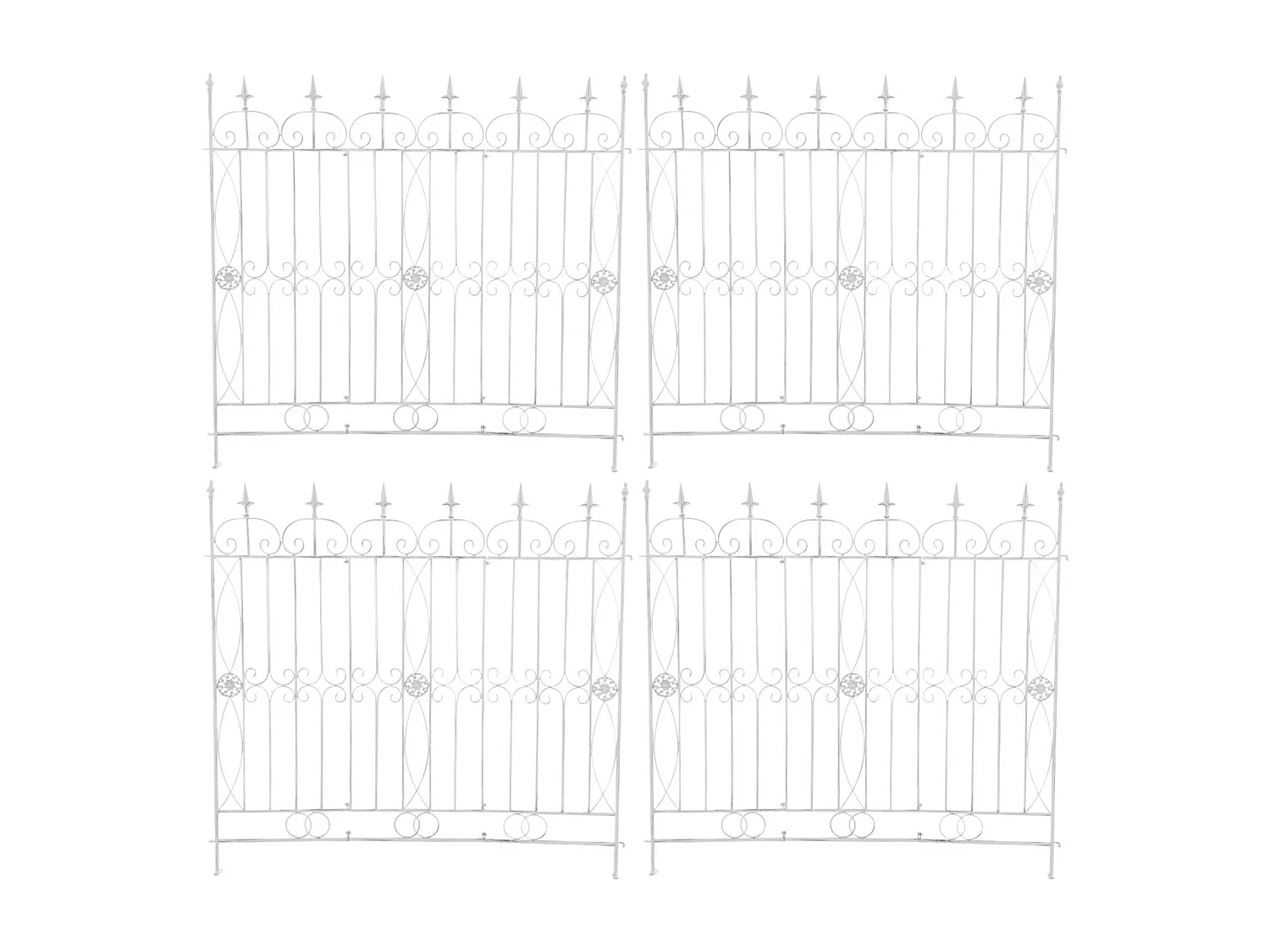 Lot de 4  Clôture de jardin - Métal & Antique clair - Blanc antique - Mangold