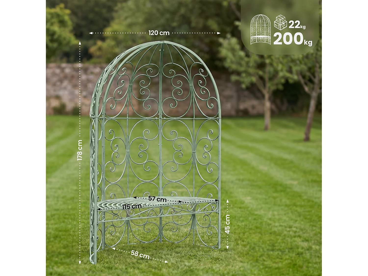 Pavillon - Métal & Nature - Vert antique - Rosie