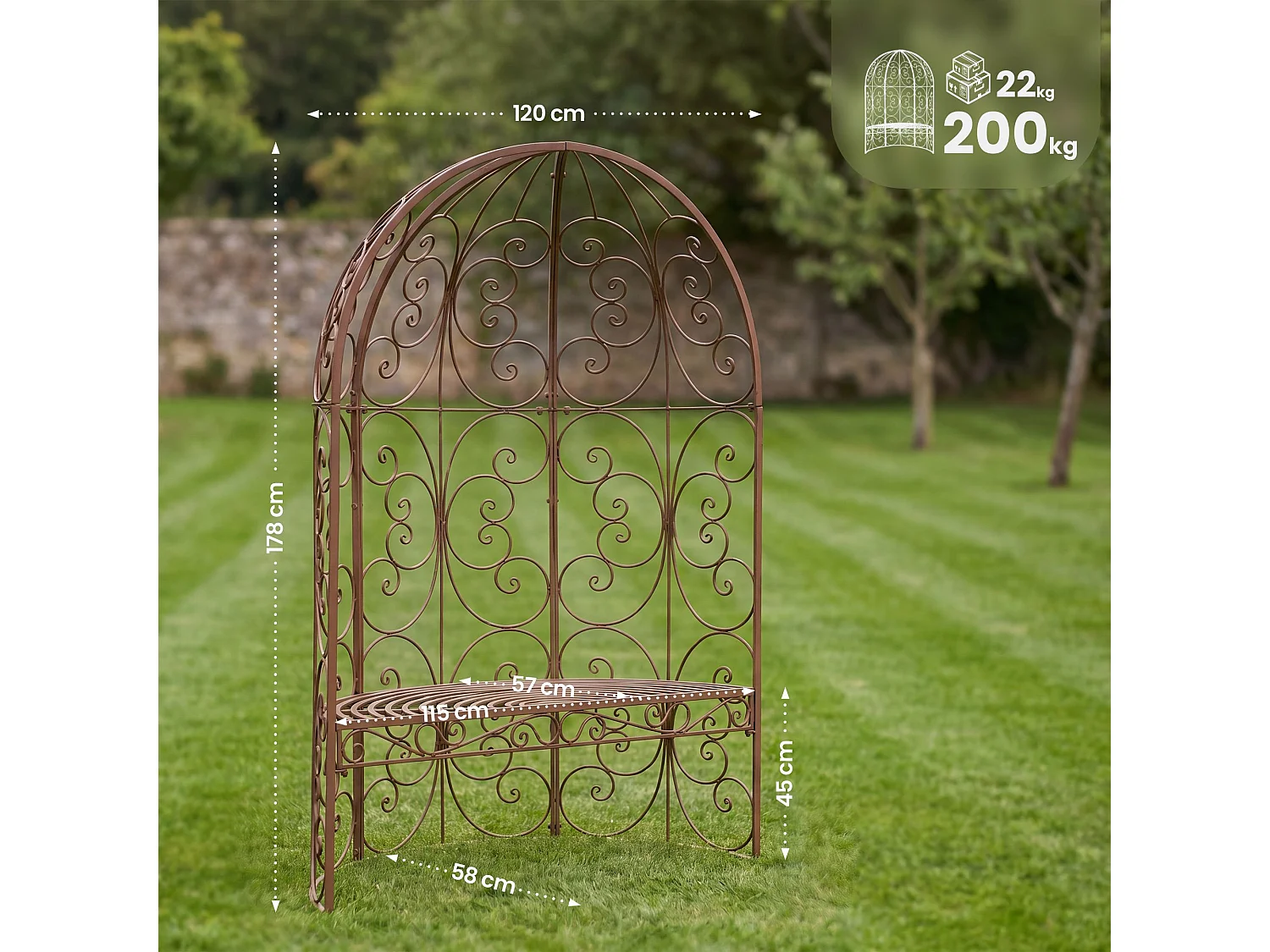 Pavillon - Métal & Nature - Marron antique - Rosie