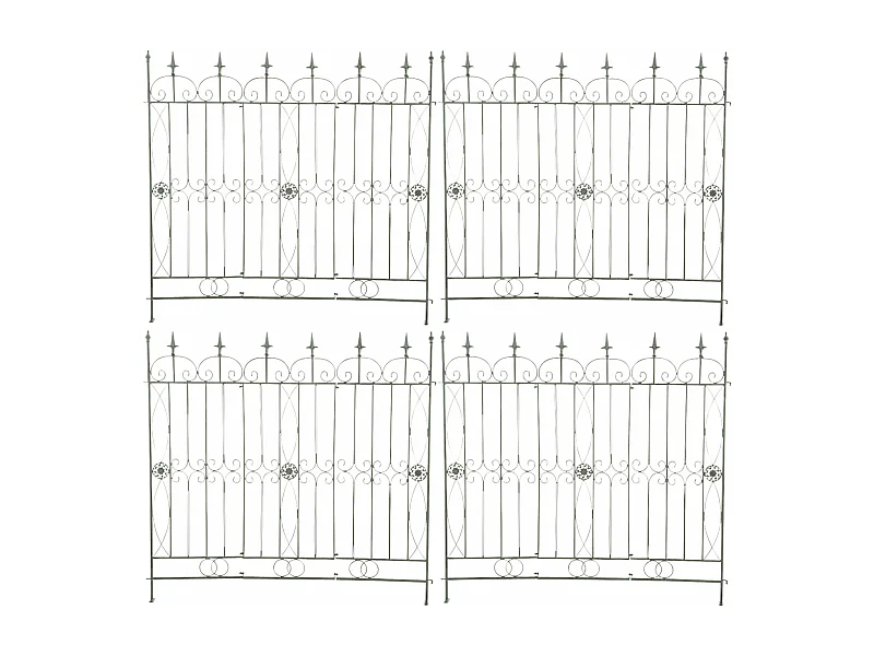 Lot de 4  Clôture de jardin - Métal & Antique clair - Vert antique - Mangold