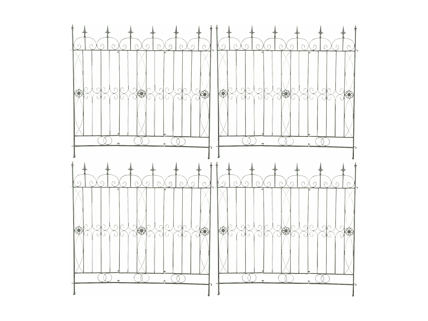 Lot de 4  Clôture de jardin - Métal & Antique clair - Vert antique - Mangold