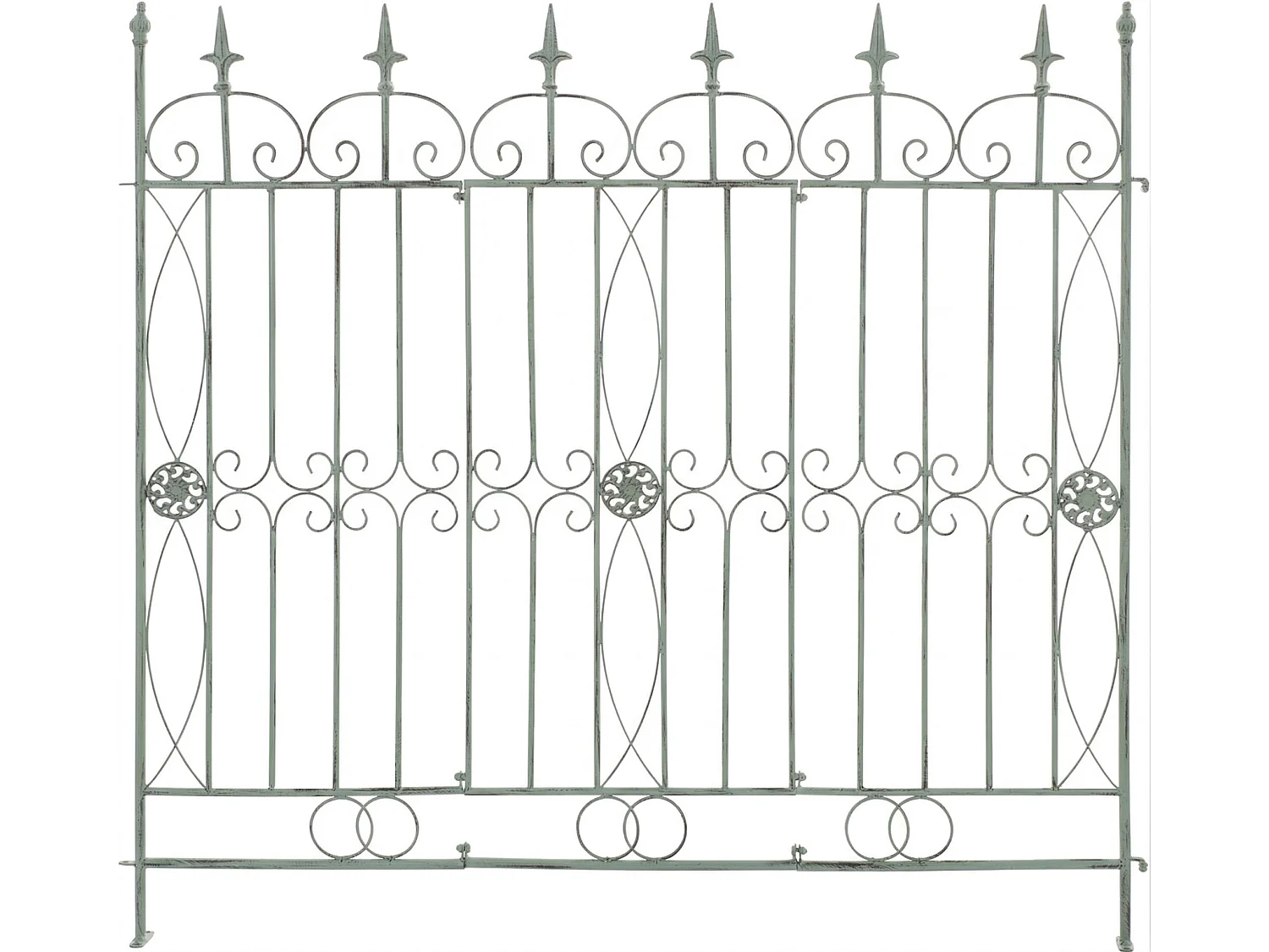 Lot de 4  Clôture de jardin - Métal & Noir - Vert antique - Mangold